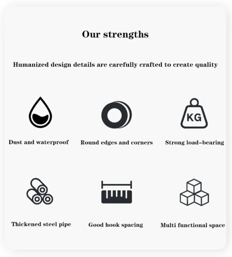 Description Picture 6 of itemClothes Rack Standing Wheels Double Pole Storage Easy To Install Coat Rack Hall Furniture Bedroom High-capacity Storage Shelves