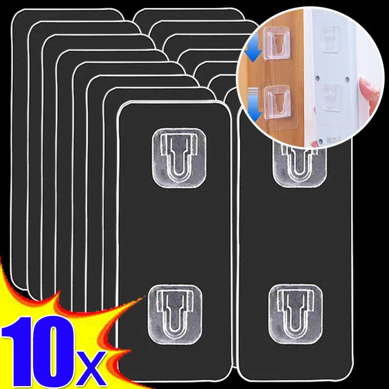 Description Picture 5 of itemDouble-Sided Adhesive Wall Hooks Hanger Strong Transparent Suction Cup Sucker Hooks Kitchen Bathroom Storage Plug Socket Holders