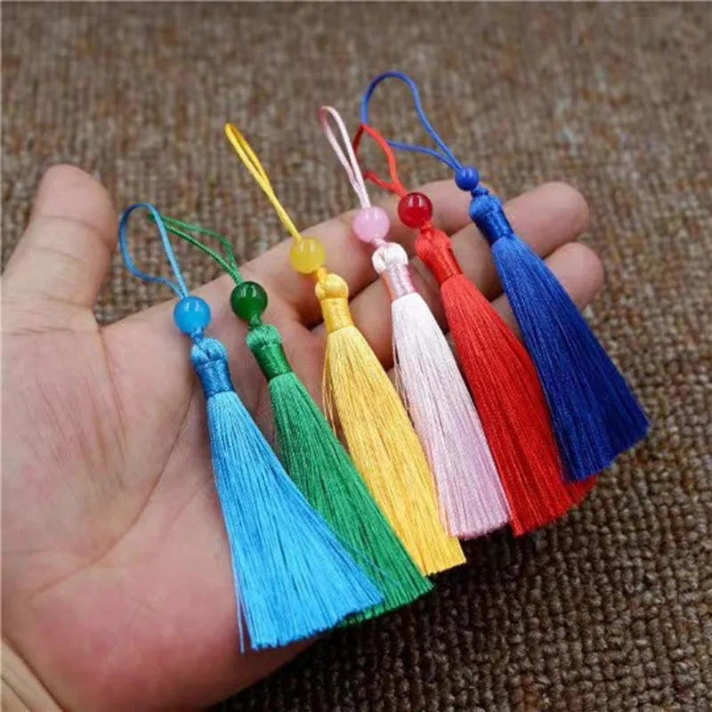 Description Picture 2 of item2/10pcs 7cm with Beads Tassel Sewing Curtains Accessories DIY Keychain Cellphone Straps Pendant Fringe for Crafts Jewelry Making