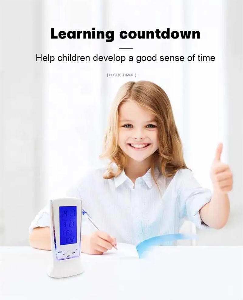 Description Picture 6 of item1Pcs White 510 Mini Small Alarm Clock Led Luminous Music Alarm Mute Lazy Electronic Clock with Temperature Alarm Clock