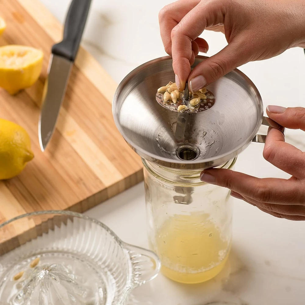 Description Picture 6 of item304 Stainless Steel Funnel with Strainers Bar Filter for Beer Brewing Transferring Liquid Wine Making Brewing Funnel Strainer