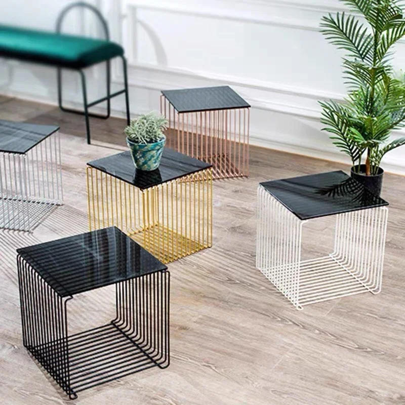 Description Picture 6 of itemLight Luxury Metal Magazine Rack Nordic Designer Bedside Table Artistic Living Room Low Table Furniture Stylish Home Decor