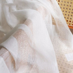 Pure White Shiny Silver Wire Stripe Tulle，Curtains for Living Room， Modern Simple Window Screen Bedroom Voile Blinds for windows
