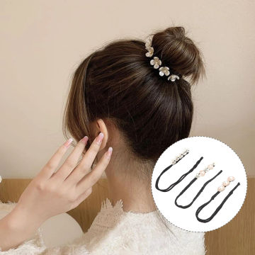 3 Pcs Lazy Curler Pearls Hair Bun Maker Styling Shaper Roller Modeling Donuts Iron Wire DIY Accessories Miss