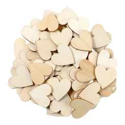 50pcs 4cm Unfinished Blank Wooden Heart Shaped Slices Discs DIY Craft Pieces for Wedding Ornaments Christmas Party Embellishment