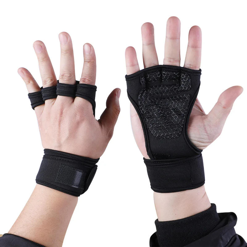 Description Picture 2 of item1 Pairs Weightlifting Training Gloves for Men Women Fitness Sports Body Building Gymnastics Gym Hand Wrist Palm Protector Gloves
