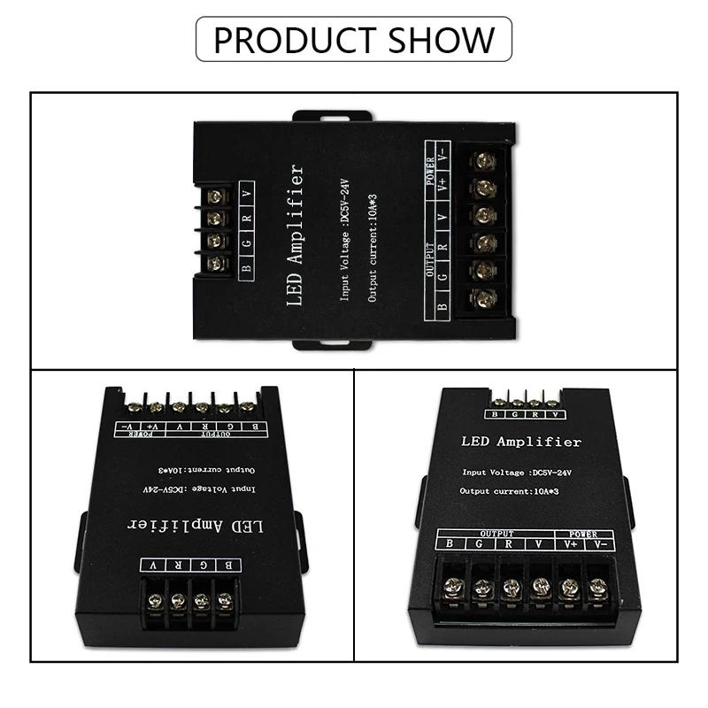 Description Picture 3 of item30A RGB Amplifier 5V 12V 24V High-Power Lamp Constant Voltage PWM Dimmer Signal Repeater LED Light 3-Channel Controller Extender