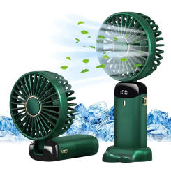 2024 Top Selling 5000mAh Rechargeable Handheld Fan Portable Air Conditioner 90° Folding Mini Fan with 5 Gears LED Display Screen