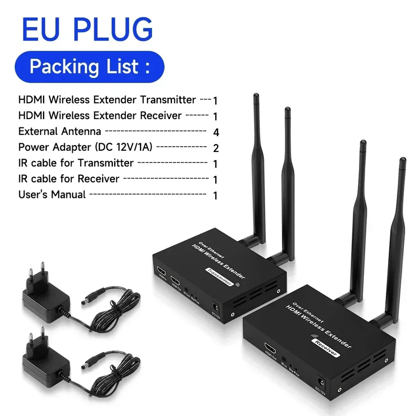 Description Picture 2 of item1080P 200M 5.8GHz Wireless HDMI-Compatible Transmitter Receiver Extender with IR HDMI Loop-Out For TV Audio Video Extender Kit