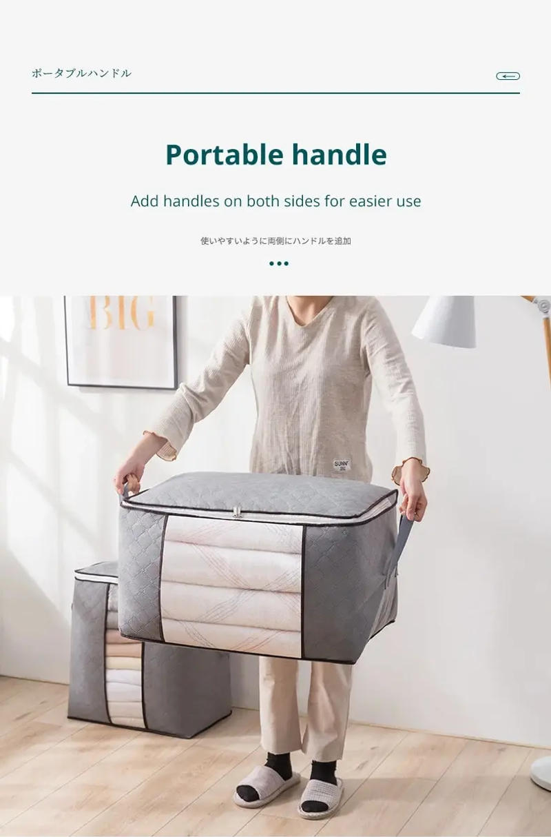 Description Picture 6 of item1 Set With Visual Windows Clothes Storage Bags Foldable Fabric Storage Bags Storage Containers For Organizing Bedroom