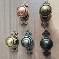 MFYS Retro Furniture Knobs and Handles Antique Bronze Knob with Backplate Vintage Drawer Wardrobe Pulls Kitchen Cabinet Hardware