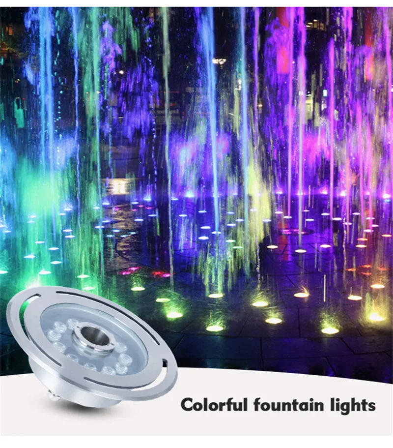 Description Picture 3 of itemLED Swimming Pool Light IP68 Waterproof Embedded Fountain Lights 6W 9W 12W RGB UnderWater Lamp Pond Led Piscina Luz Spotlight