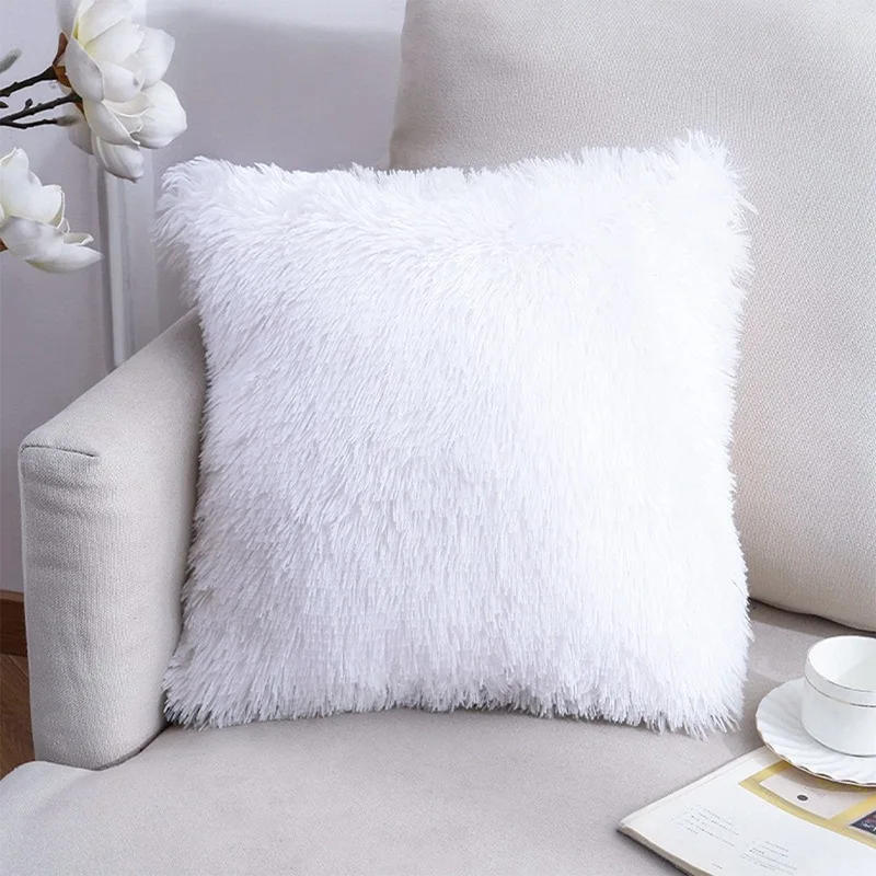 Description Picture 6 of item1pc Soft Plush Pillow Cover 43x43cm Solid Color Cushion Cover Square Patterned Cushion Cases for Sofa Bedroom Car Livingroom