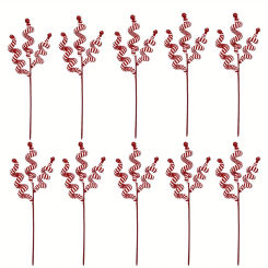 10Pcs Christmas Candy Picks, Red Candy Cane Christmas Tree Candy Curly Picks Christmas Bells, Ornaments for Xmas Tree Home Party