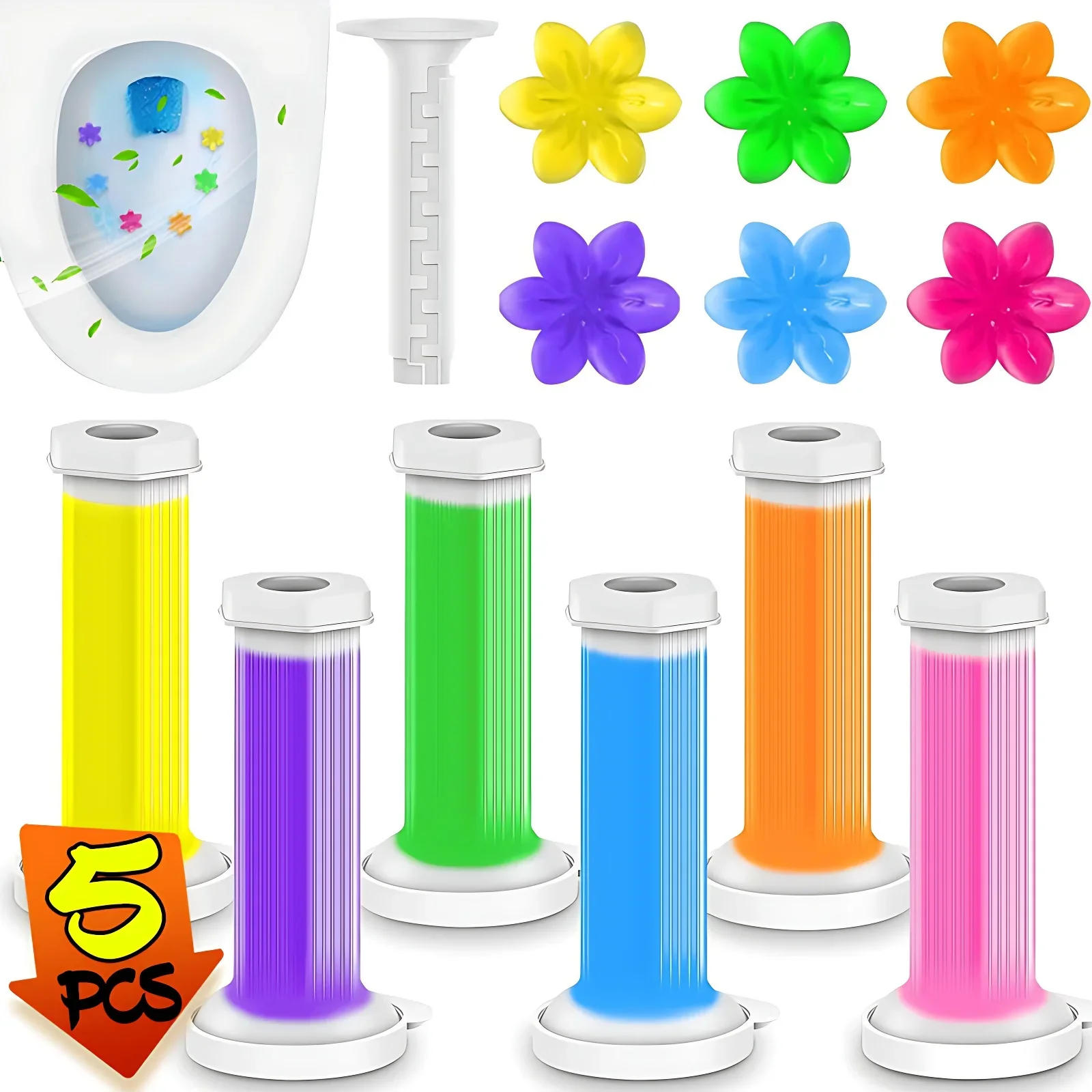 Description Picture 4 of item5/1x Toilet Cleaner Gel Mix Scents Cleaners  Long Lasting Fragrance Bathroom Flower Air Freshener Needle Closestool Deodorant