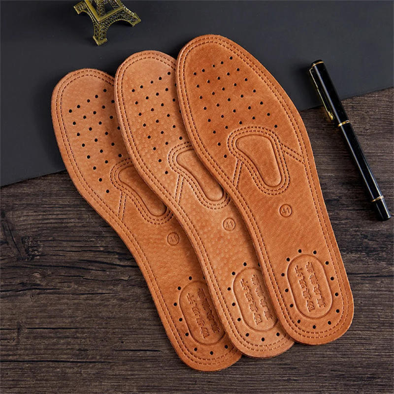 Description Picture 4 of itemReal Cowhide Insole Leather Shoes Boots Shoe Inserts Soft Breathable Deodorant Anti-slip Template Shock Absorbing Insoles Sole