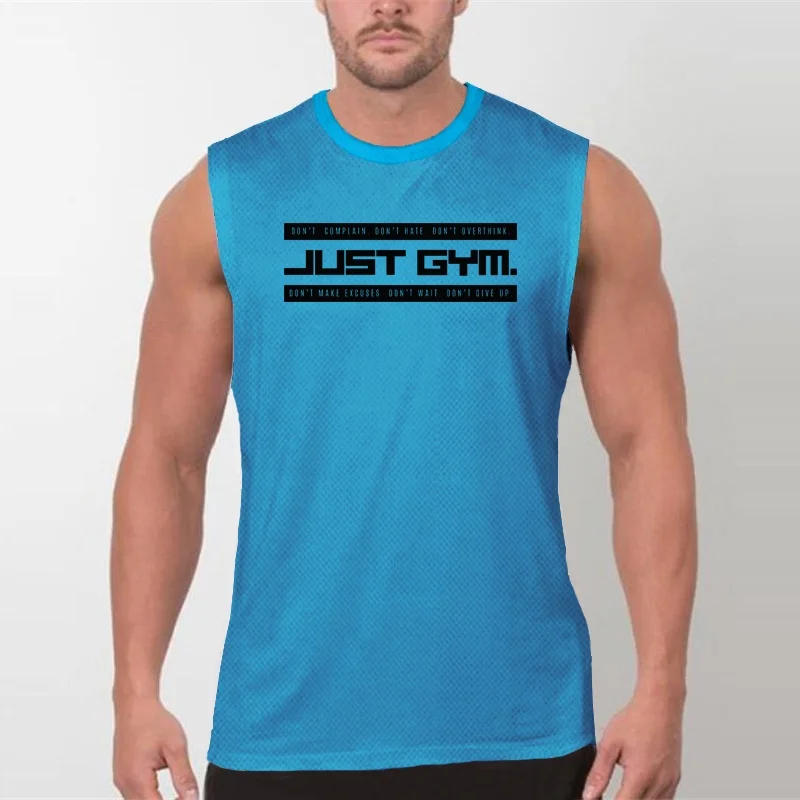 Description Picture 4 of itemNew Men's Muscle Workout Gym O-Neck Print Tank Top Fitness Four Seasons Running Slim Singlets Clothing Mesh Breathable Vest