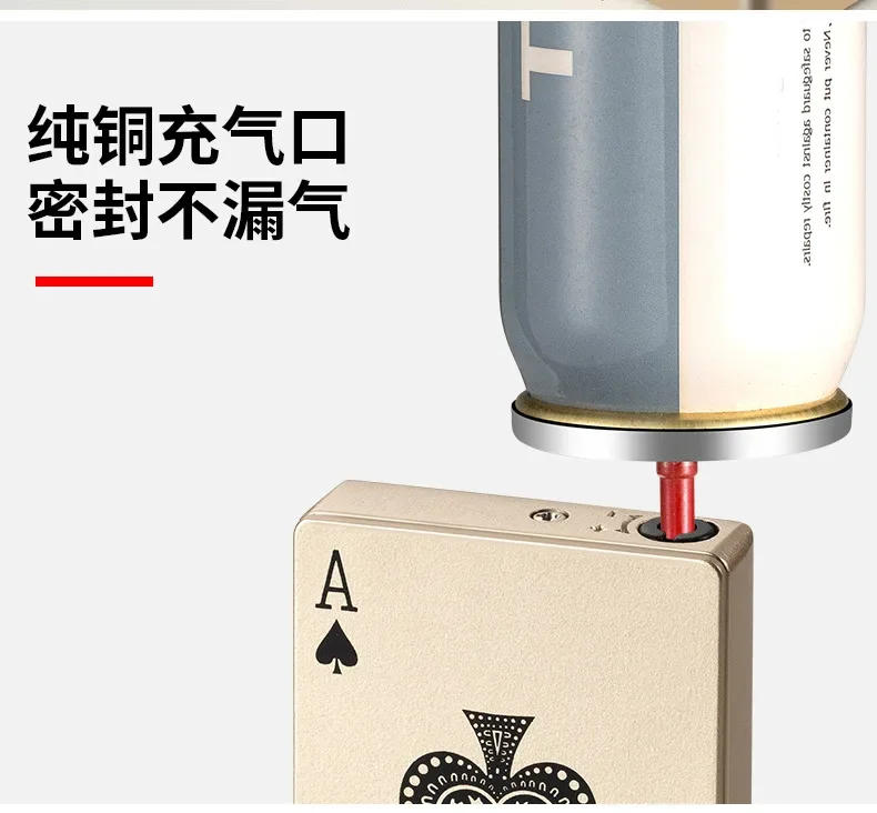 Description Picture 4 of itemCreative Playing Cards Ace of Spades Lighter Butane Windproof Straight Metal Lighter Metal Fun Gift for Men Smoking Accessories