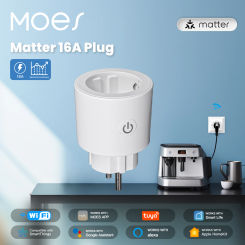 MOES Smart Plug Matter Wi-Fi Socket 16A Smart Timer Outlet Power Monitor Support TUYA  Apple Homekit Work With Google Home Alexa