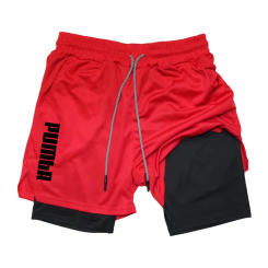 2 in 1 Workout Running Shorts for Men Gym Athletic Sport Shorts with Compression Liner Phone Pocket Towel Loop  RL0400