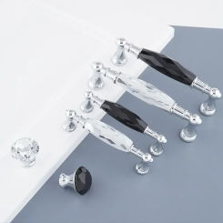 1pcs 96/128mm Zinc Alloy Drawer  Silvery Long Crystal Handle Dresser Wardrobe Handles for Cabinet Kitchen Pull Cupboard Knob