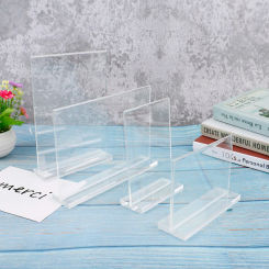 T shape Double Side Acrylic Sign Card Holder Display Stand Menu Paper Stands