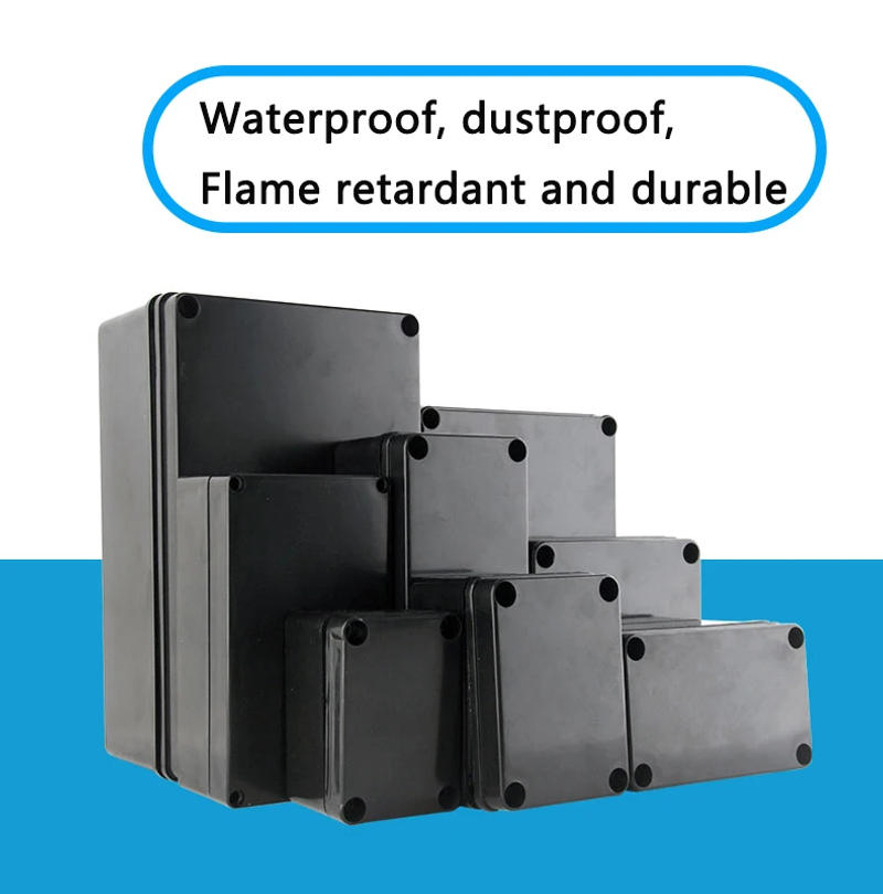 Description Picture 2 of itemIP67 Waterproof EnclosurBlack waterproof wire junction box power supply outdoor waterproof box abs plastic shel Flame retardant