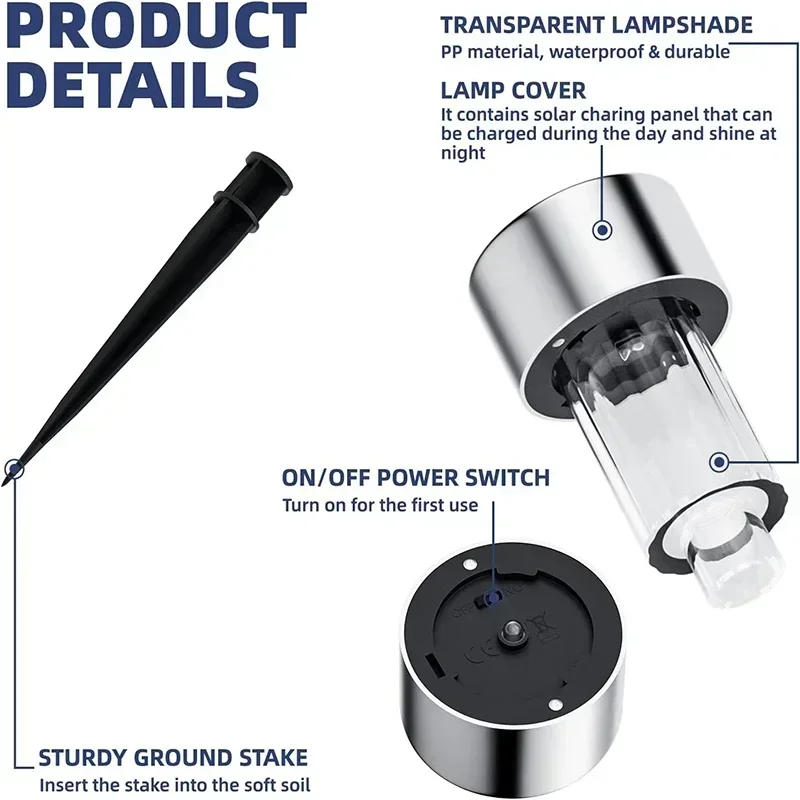 Description Picture 6 of itemSolar Garden Lights Outdoor Solar Powered Lamp Waterproof Landscape Lantern Lighting for Pathway Patio Yard Lawn Decorative LED