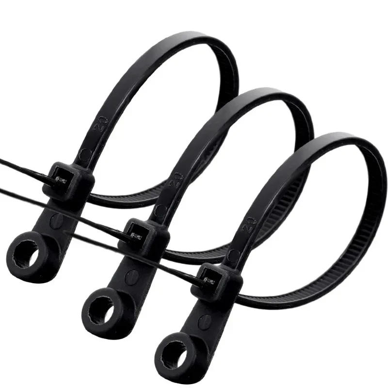 Description Picture 5 of item500/100PCS Nylon Cable Ties with Screw Mounting Hole Self Locking Loop Wraps Bundle Fixed Cables Zip Tie Wire Fastening Straps