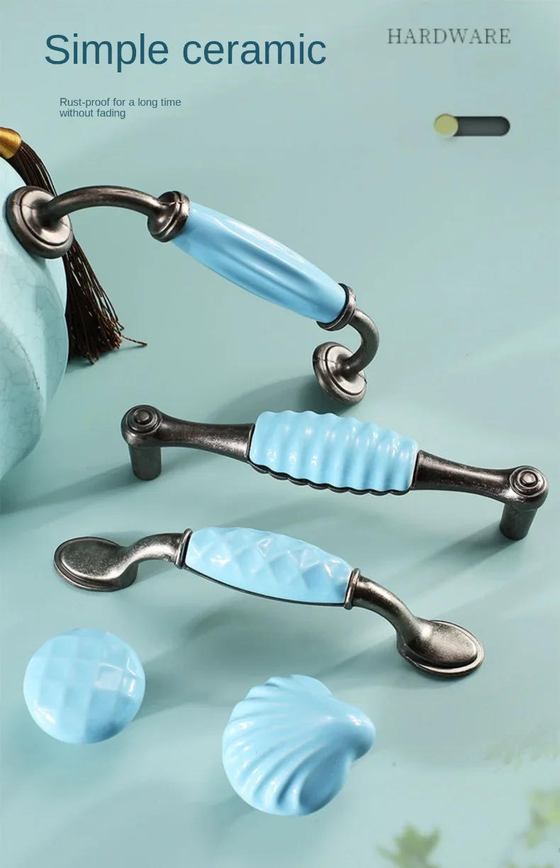 Description Picture 2 of itemCabinet Knobs and Handles Drawer Pulls Blue Ceramic Cabinet Handles Drawer Knobs Kitchen Handles Ceramic Knobs for Furniture