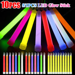 10/5/1Pcs LED Glow Sticks Bulk RGB Glow Foam Stick Cheer Tube Dark Light Halloween Birthday Wedding Party Decor Supplies