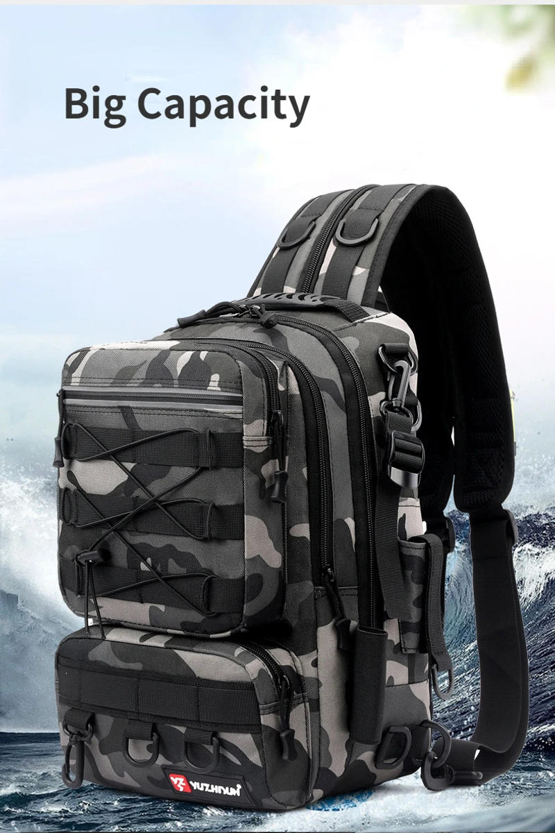 Description Picture 2 of itemCamouflage Lure Fishing Bags Multi-functional Backpack Outdoor Sports Large Capacity Rod Fishing Tackle Bag