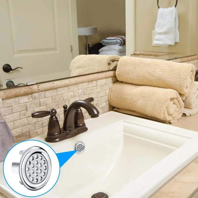 Description Picture 5 of item1/4PCS Wash Basin Overflow Ring Silver Plastic Kitchen Bathroom Basin Trim Sink Hole Round Overflow Plug Bath Drain Cap Net Ring