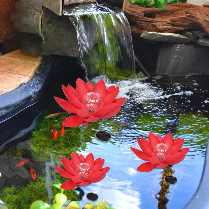 Description Picture 6 of itemSolar Powered LED Flower Light Solar Pool Light Solar Floating Lotus Shape Water Surface Lantern Garden Pool Pond Fountain Decor