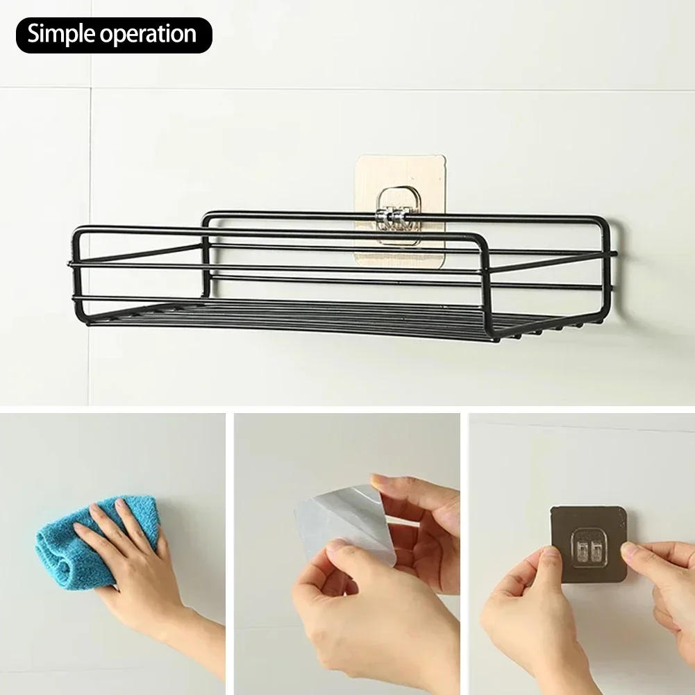Description Picture 3 of item5pcs Wall Adhesive Hooks Transparent Wire Shelf Rack Hook Wall Mount Free Punch Kitchen Bathroom Non Trace Stickers Holder