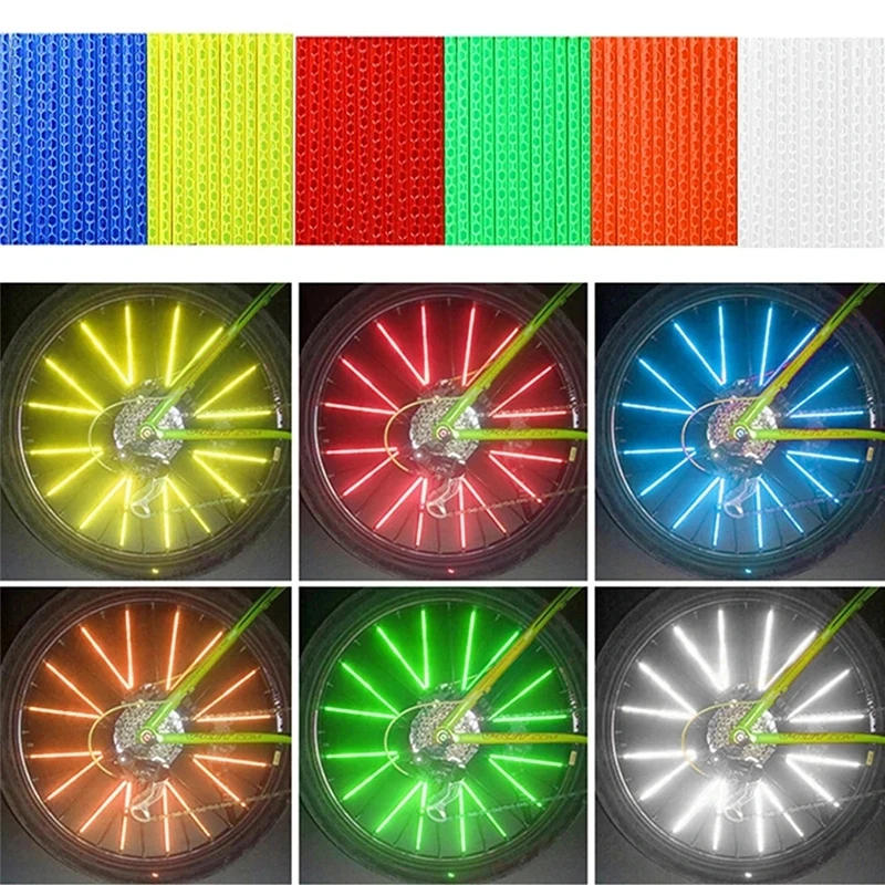 Description Picture 2 of itemBicycle Warning Strip Car Motorcycle Scooter Wheel Reflective Sticker Tire Rim Color Card Strip Night Vision MTB Lighting Tapes