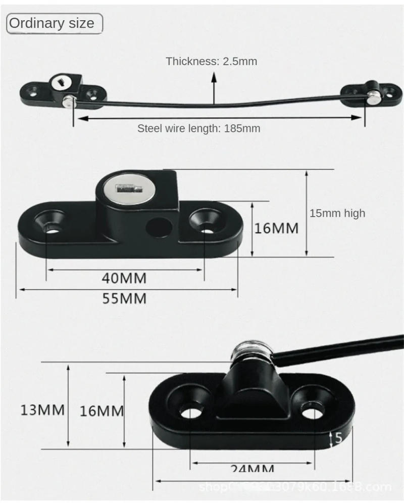 Description Picture 5 of itemSet Window Door Cable Restrictor Ventilator Baby Kids Child Safety Security Chain Lock Kits Stainless Steel