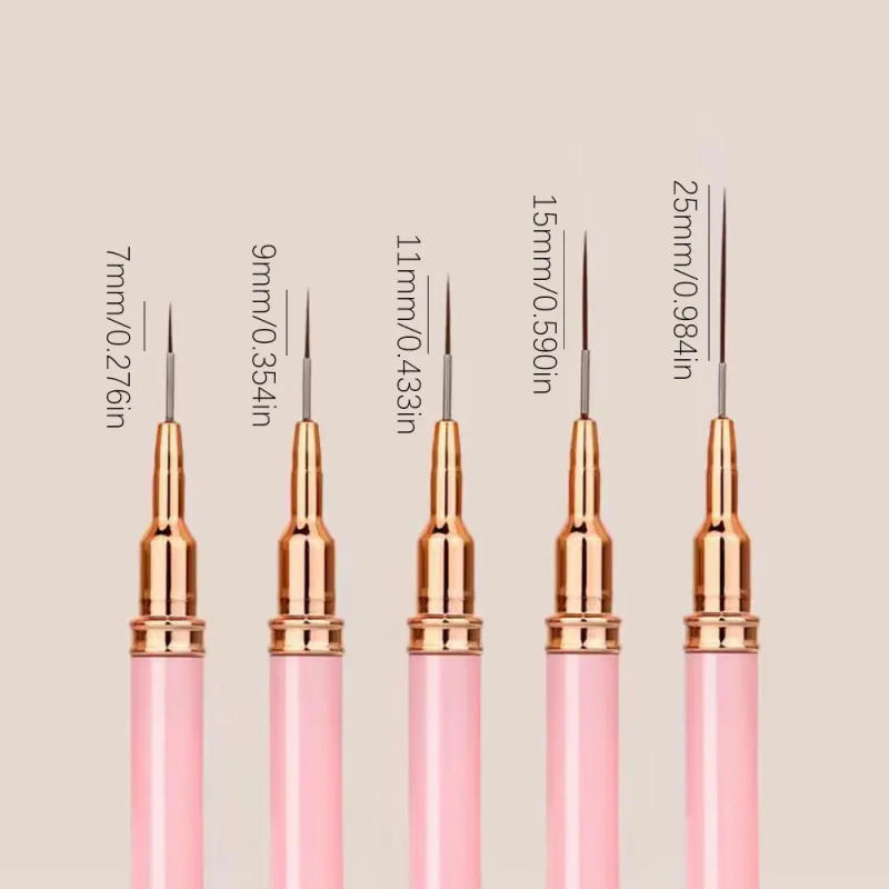 Description Picture 5 of item5pcs Nail Art Liner Brushes Set Elongated Lines Striping Drawing UV Gel Painting Nail Design Pen Professional Manicure Tool