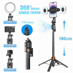 180cm/70.9in Tall 360°Rotation Gimbals Stabilizer Bluetooth Selfie Stick Face Track Phone Holder Tripod for Mobile Camera GoPro