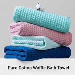 Bath Towel Set 100% Cotton Waffle 1 Hand Towel Child Pink Kids Bathroom Accessories Highly Absorbent Adult Large Towel Wholesale