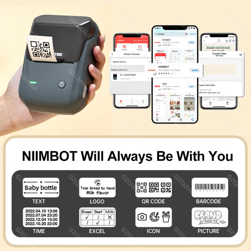 Description Picture 4 of itemNiimbot B1 Wireless Label Maker Swap Color Round Adhesive Sticker Business Labeling Printer Machine Price Notes Paper 20-50mm