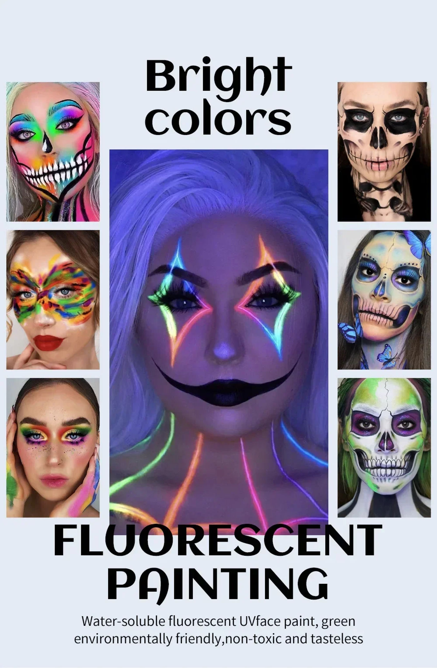 Description Picture 4 of itemHalloween Face Body Painting Stick Cream Waterproof UV Light Neon Green Purple Pink Black White Paint Party Art Makeup
