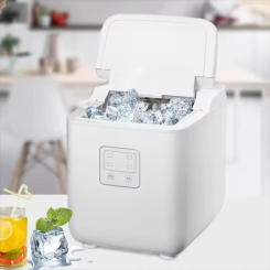 110W Mini Electric Round Ice Maker - Portable Countertop Ice Machine, Fast Cooling, Self-Cleaning, White, for Home/Bar/Dorm