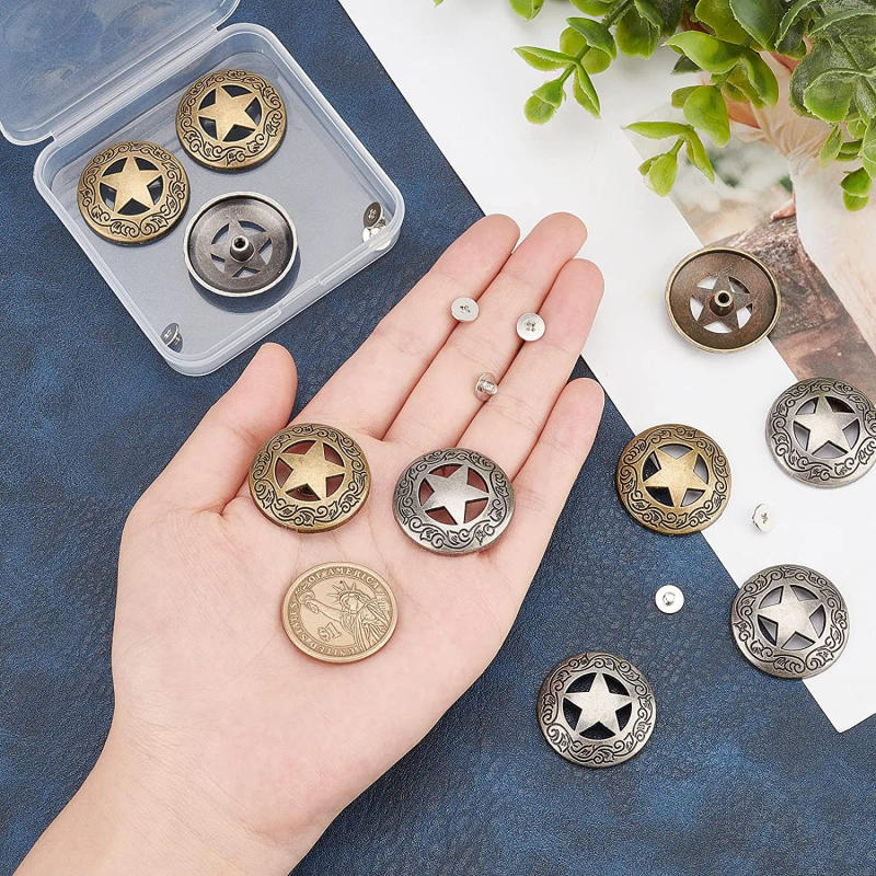 Description Picture 3 of item5 Pcs Conchos Leather Craft Texas Star Saddle Western Rodeo Leather Tack Leathercraft Accessories DIY Decoration Accessories