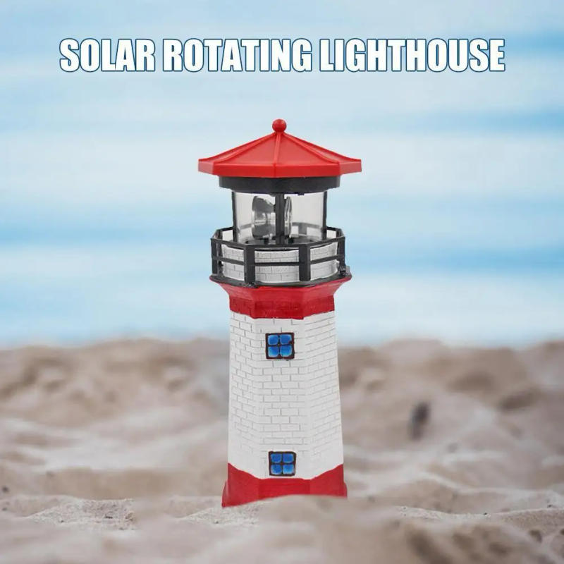 Description Picture 4 of itemLighthouse Shape Solar LED Light Outdoor Decoration Rotating Lamp Classic Garden Fence Yard Outdoor Lawn Beacon Lamp
