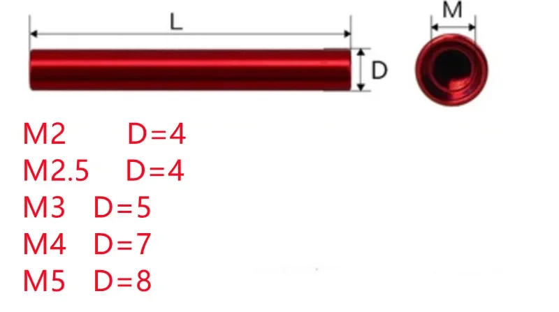 Description Picture 2 of item5pcs-10pcs/lot black round aluminum studs standoff Column rods Round Aluminum Spacer M2 m2.5 M3 M4 M5