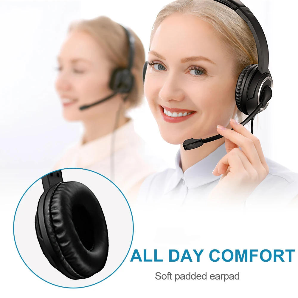 Description Picture 6 of itemWired USB Headset Call Center Headphones with Microphone Noise Cancelling Over Gaming Over-Ear Headsets for Computer PC Laptop