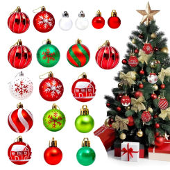 christmas decorations 2024 Christmas Ball Hanging Ornaments Set - Festive Holiday Tree Decorations Snowflakes Reindeer Santa
