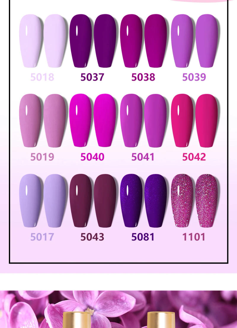 Description Picture 3 of itemRainbow Ghini UV LED Glitter Purple Gel Nail Polish 15ml Manicure Art Accessories Nail Glue Supplies for Professionals Varnishes