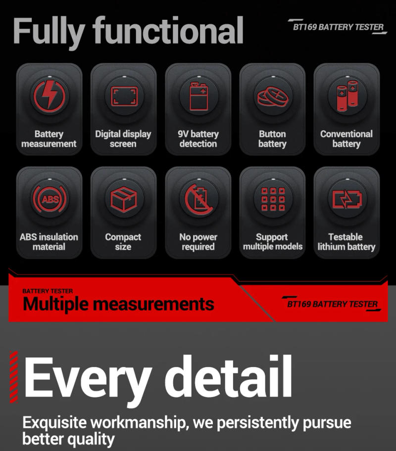Description Picture 5 of itemANENG BT169 Digital Battery Testers Detector Multifunctional Quickly Measure Battery  AA/AAA/C/D/9V/1.5V Button Cell Measurement